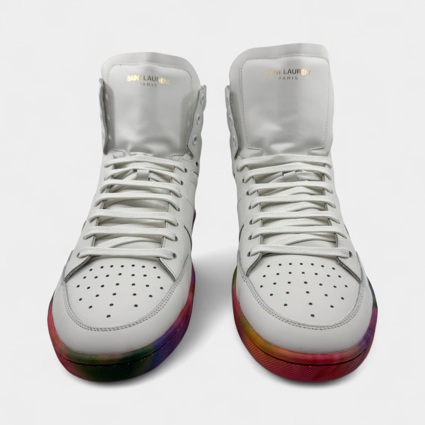 Saint Laurent White Leather Multicolour Sole Sneakers M8 ~ W10 ~ EU41