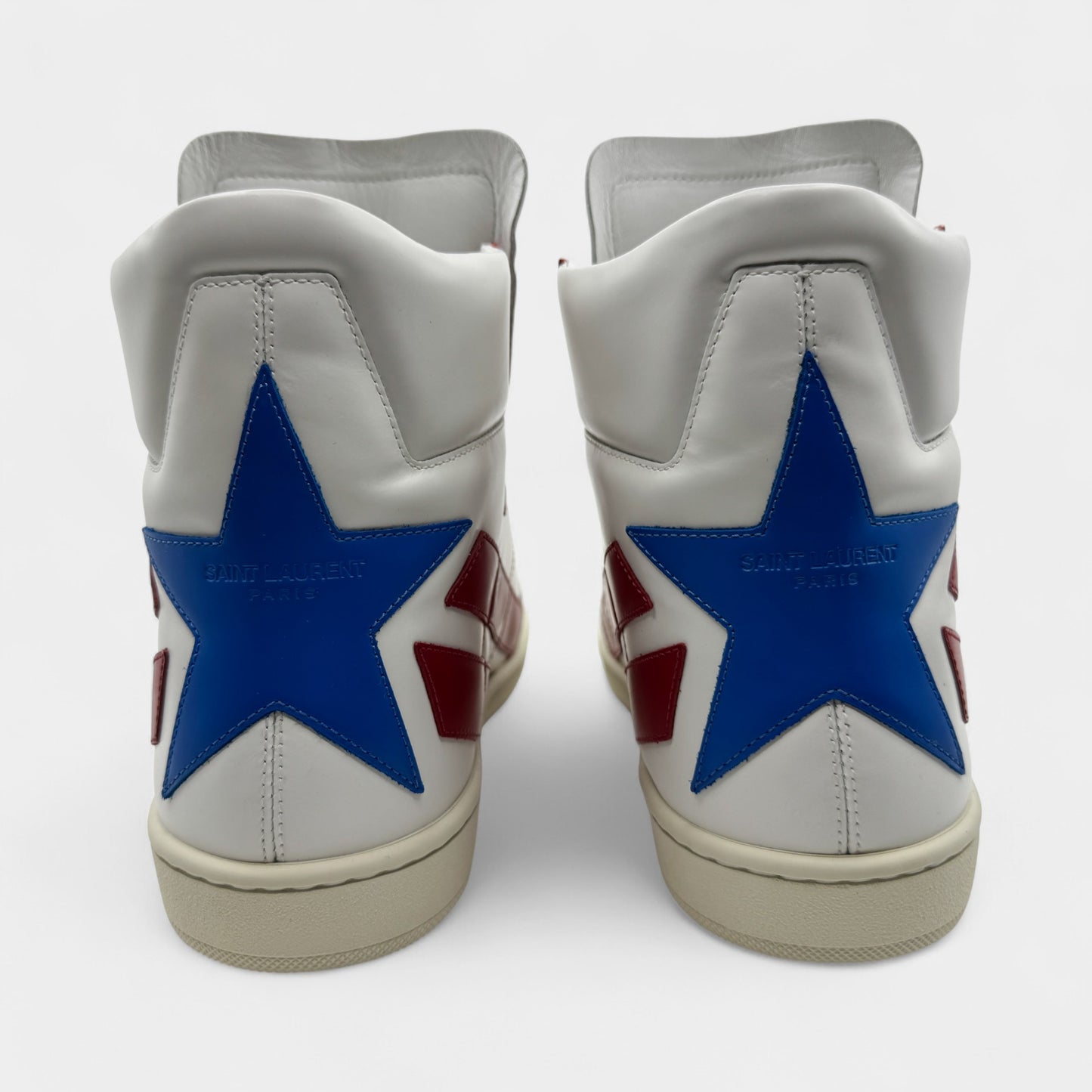 Saint Laurent White Red Leather High Top Sneakers M8 ~ W10 ~ EU41