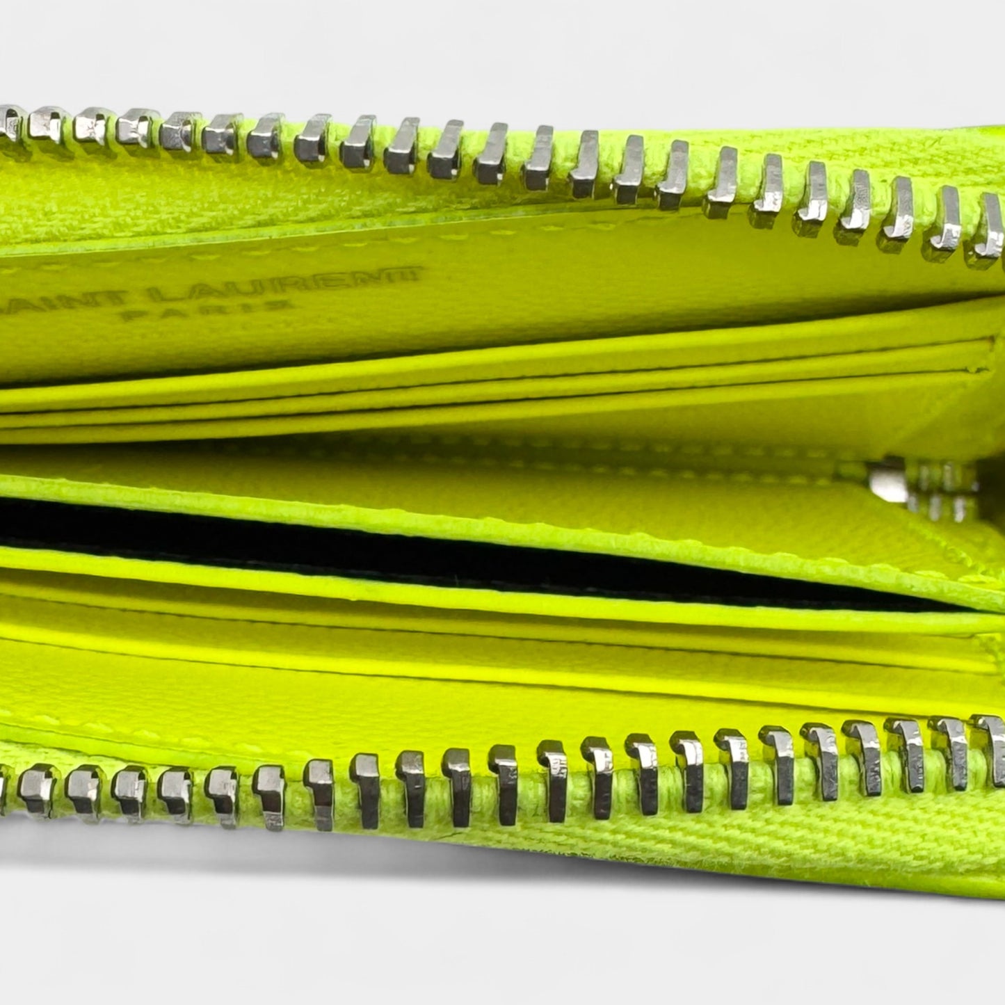 Saint Laurent Paris Bright Yellow Calfskin Zip Card Wallet