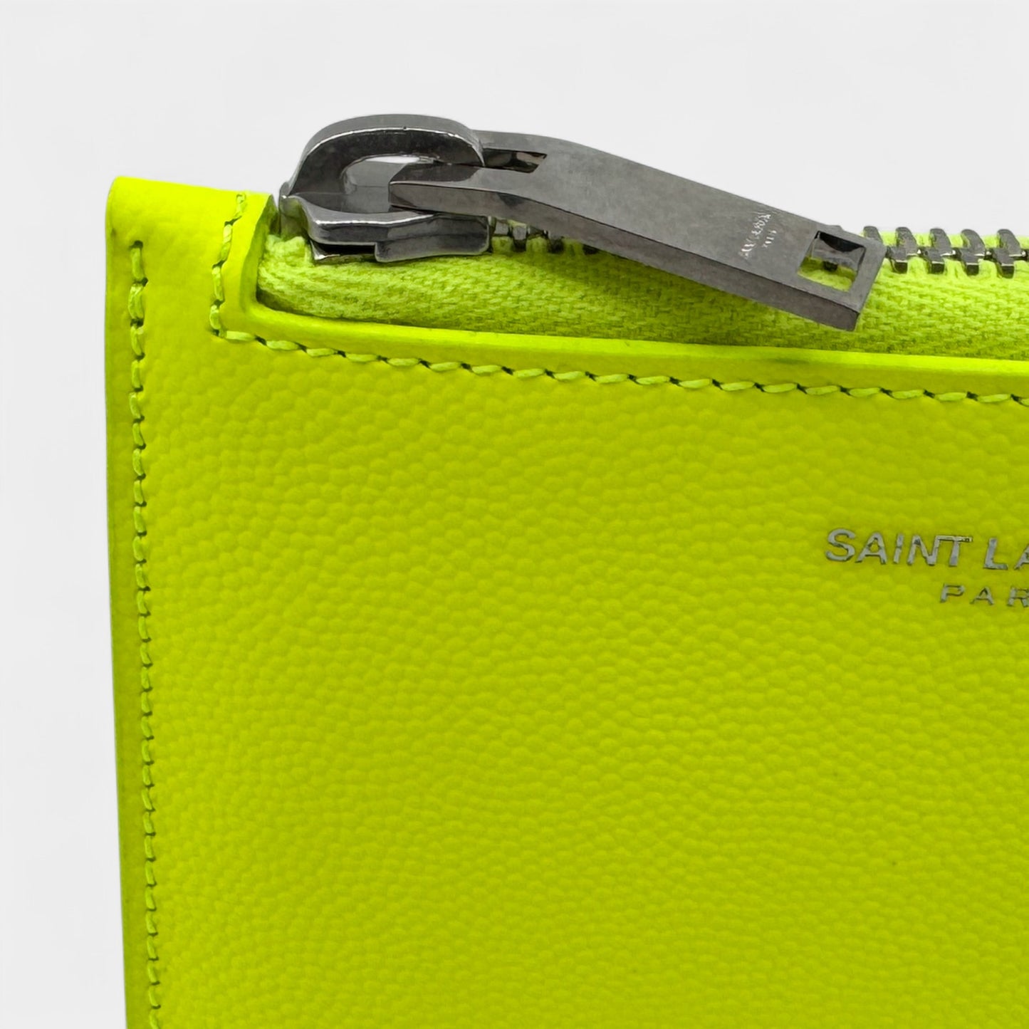 Saint Laurent Paris Bright Yellow Calfskin Zip Card Wallet
