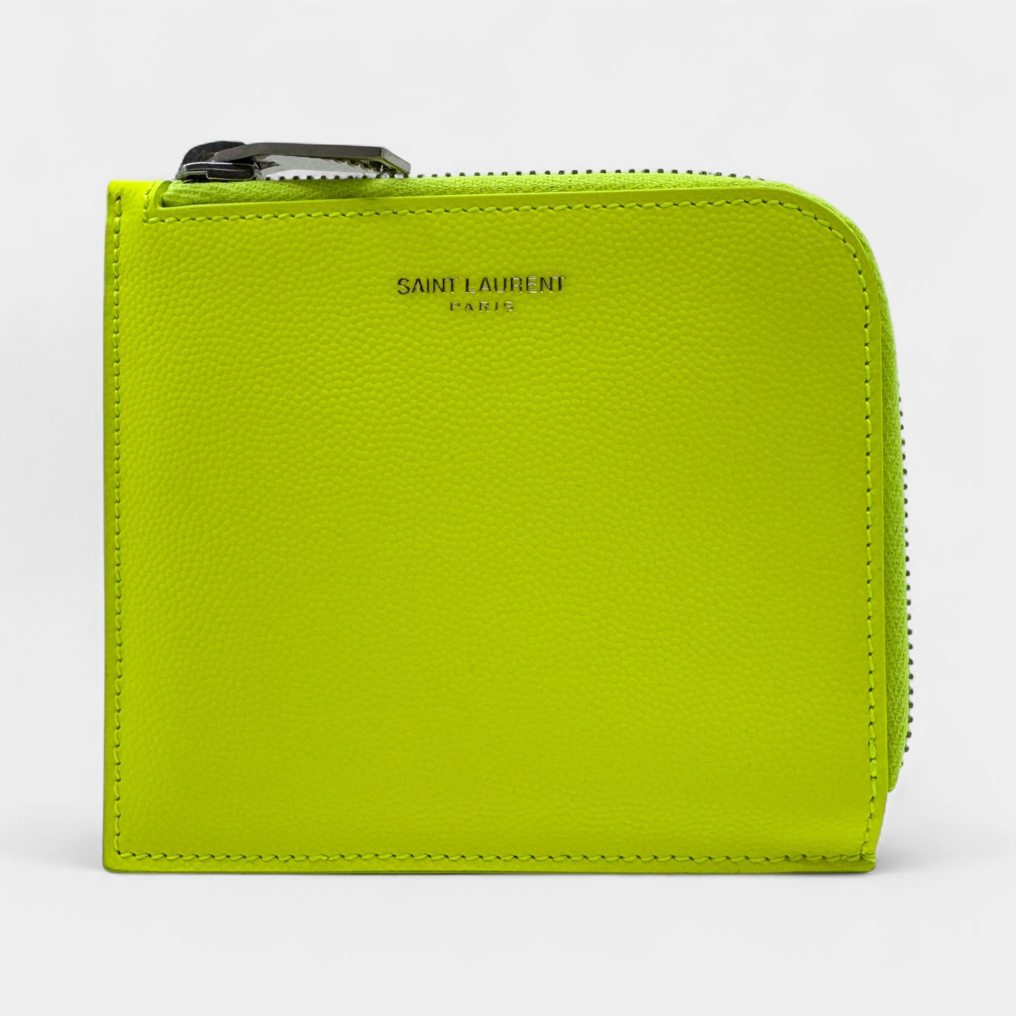 Saint Laurent Paris Bright Yellow Calfskin Zip Card Wallet