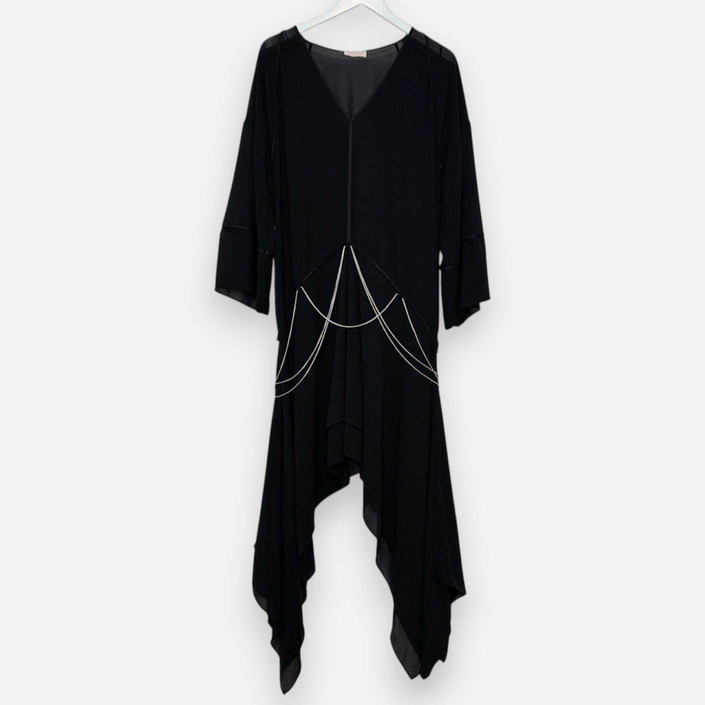 Sass & Bide Black Chiffon Chain Detail 'Tow The Line' Dress AU12 ~ Medium