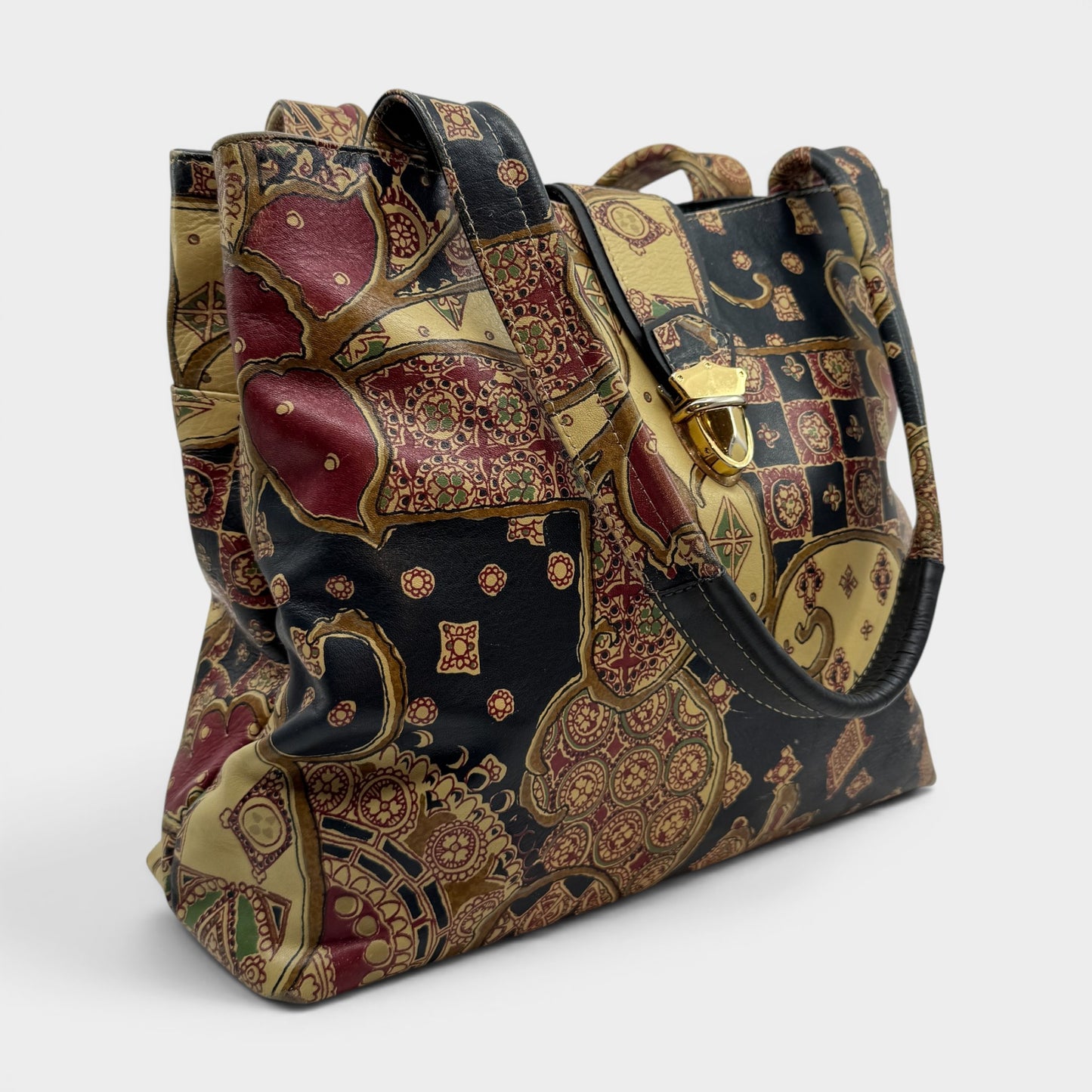Scala Tuscany Multicoloured Printed Leather Medium Shoulder Bag