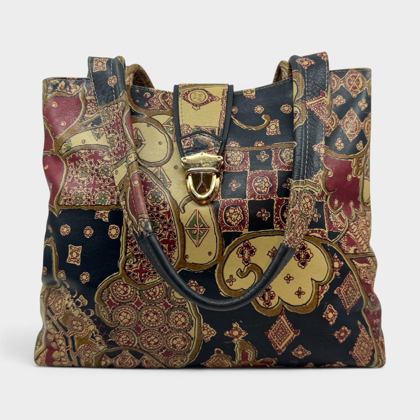 Scala Tuscany Multicoloured Printed Leather Medium Shoulder Bag