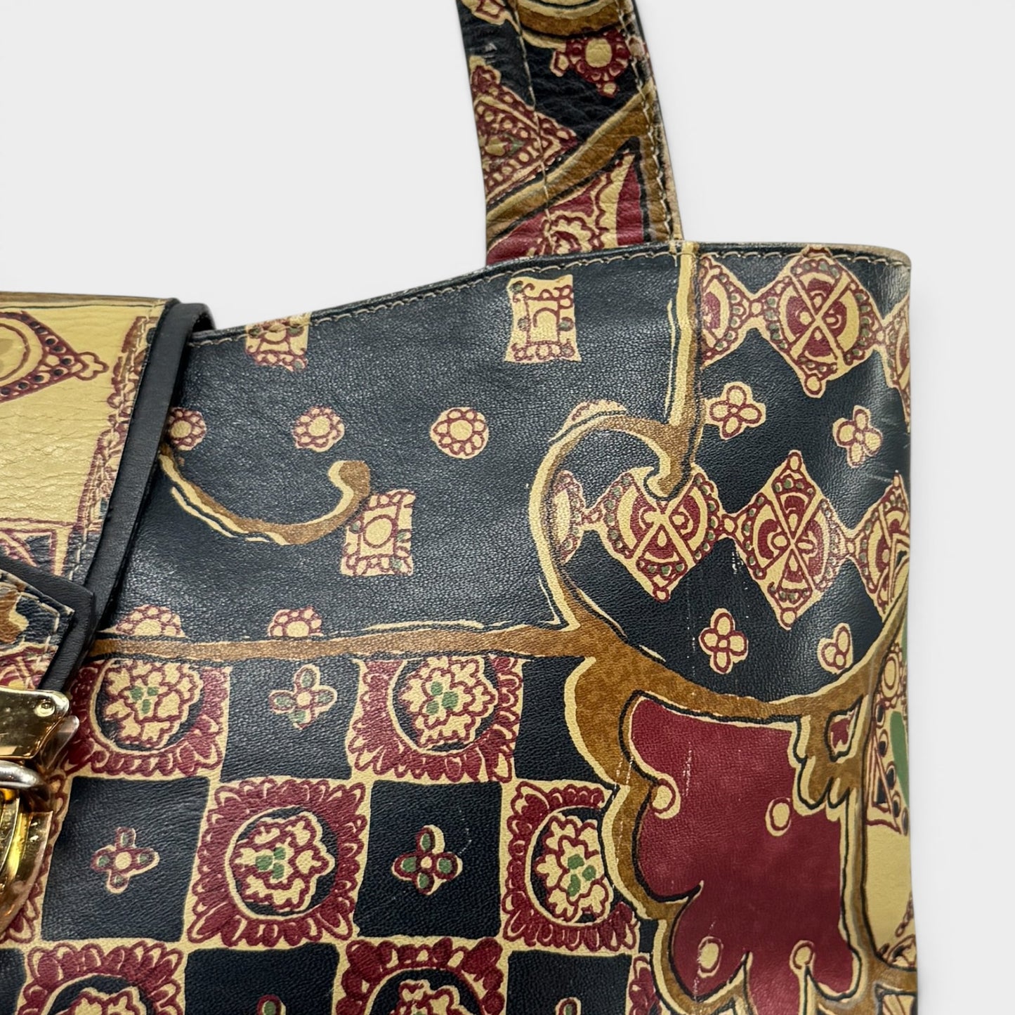 Scala Tuscany Multicoloured Printed Leather Medium Shoulder Bag