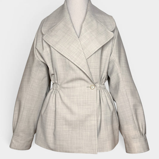 Scanlan Theodore Beige Houndstooth Waisted Jacket Casual Small