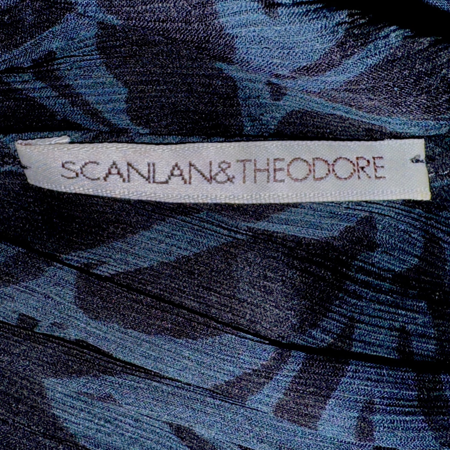 Scanlan Theodore Navy Blue Black Silk Georgette Dress Medium ~ AU10-12