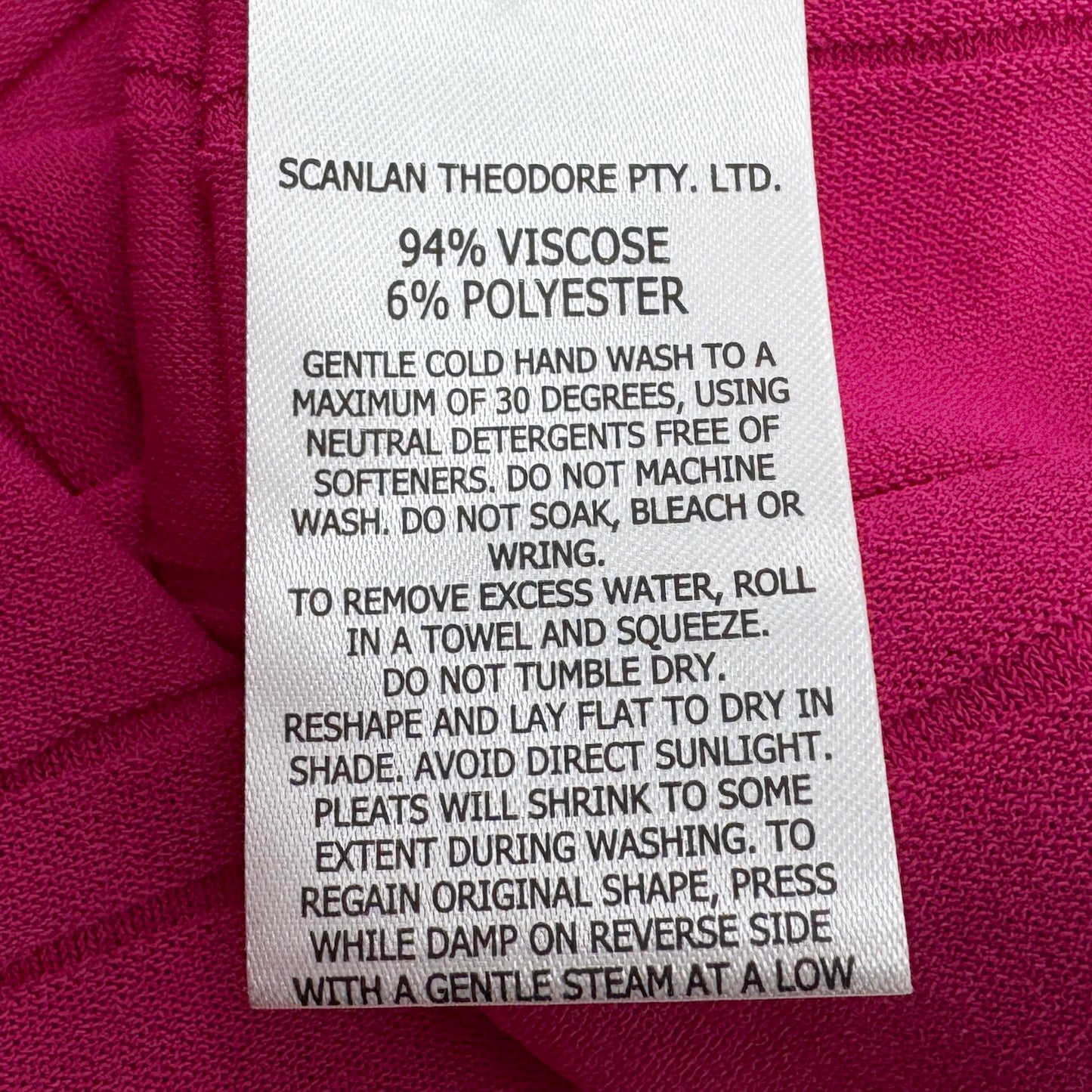 Scanlan Theodore Magenta Pink Pleated Rib Knit Dress Small ~ AU8-10 [NEW]