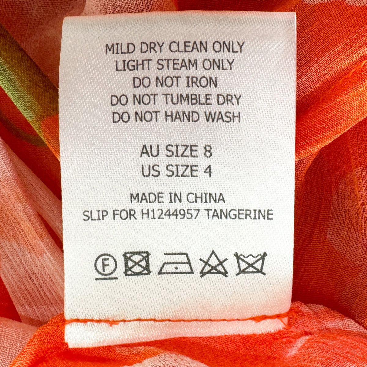 Scanlan Theodore Orange Chiffon Floral Belted Dress AU8 ~ Small
