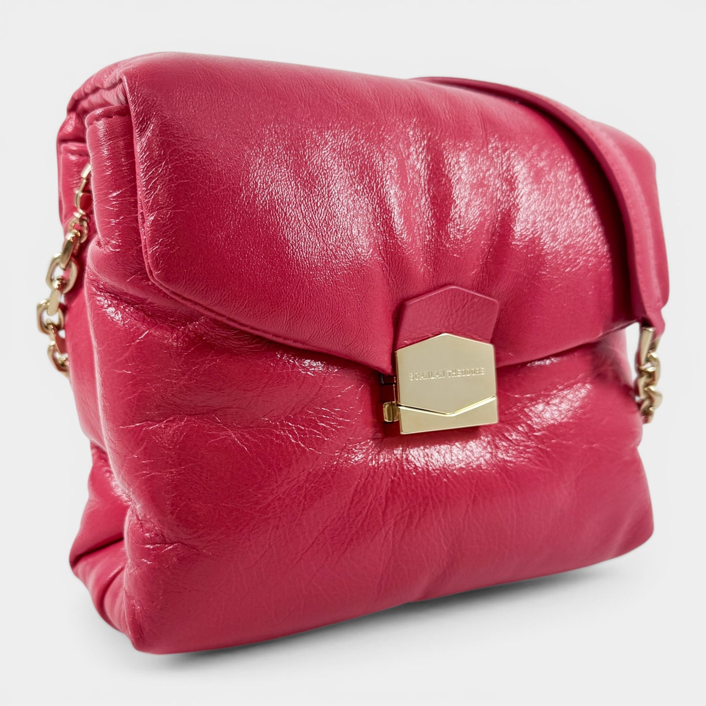 Scanlan Theodore Raspberry Pink Leather Small Pillow Bag