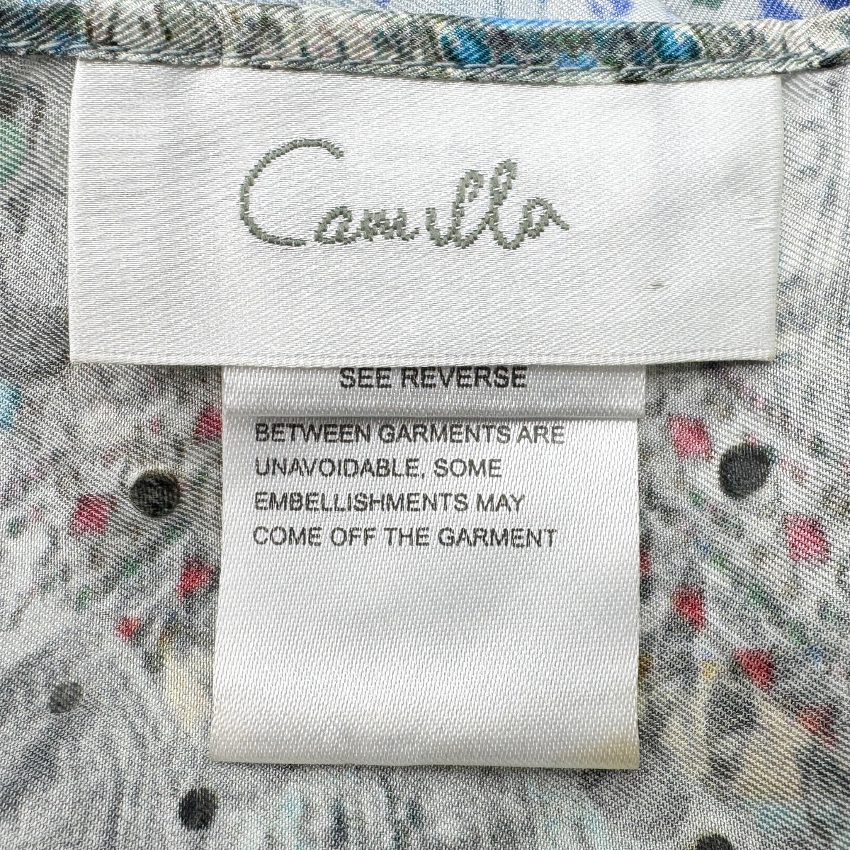 Camilla Turquoise Blue Mosaic Print Large Square Silk Scarf