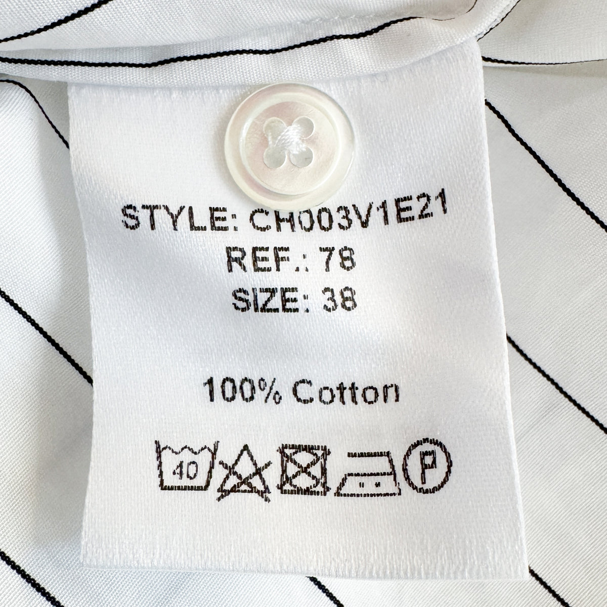 Sébline Off White Pinstripe Cotton Poplin Bunny Shirt EU38 ~ AU8