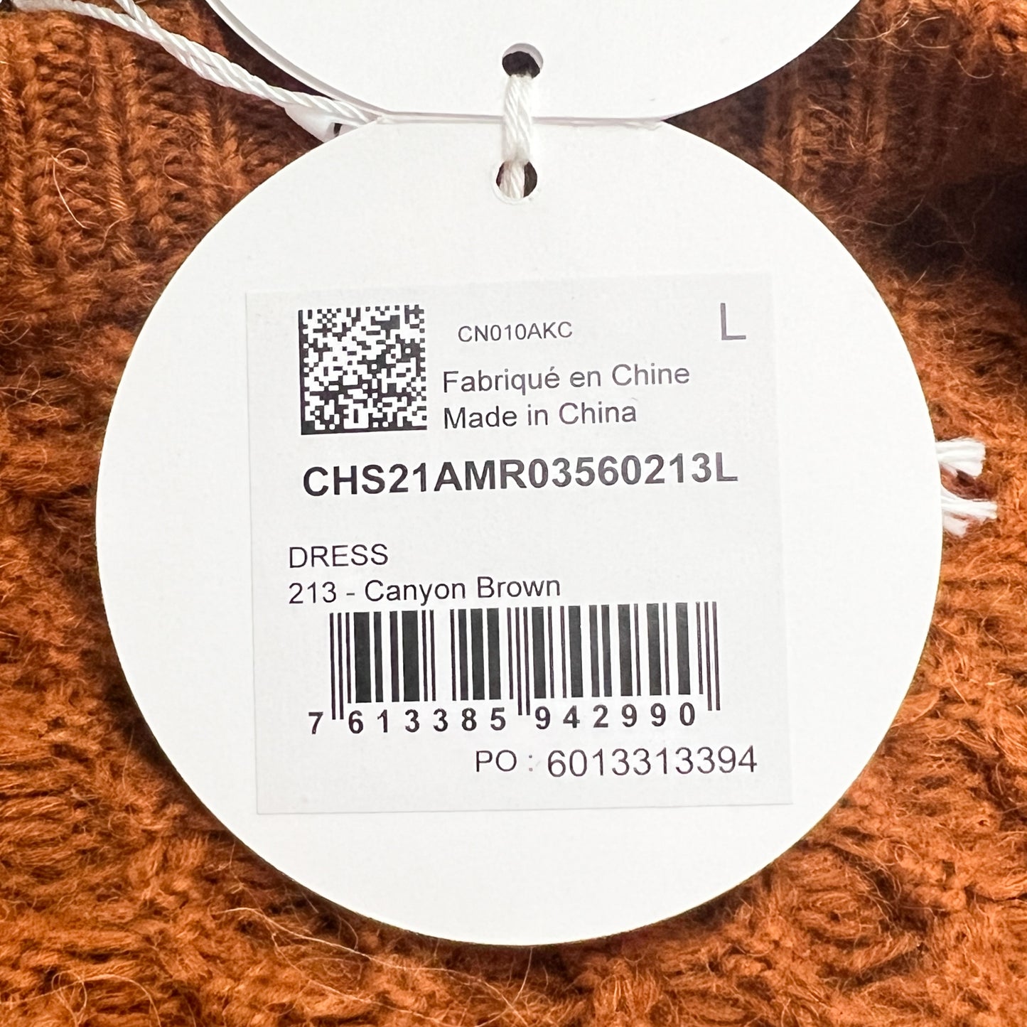 See By Chloé Cinnamon Brown Knit Wool-blend Jumper Dress L ~ AU12-14
