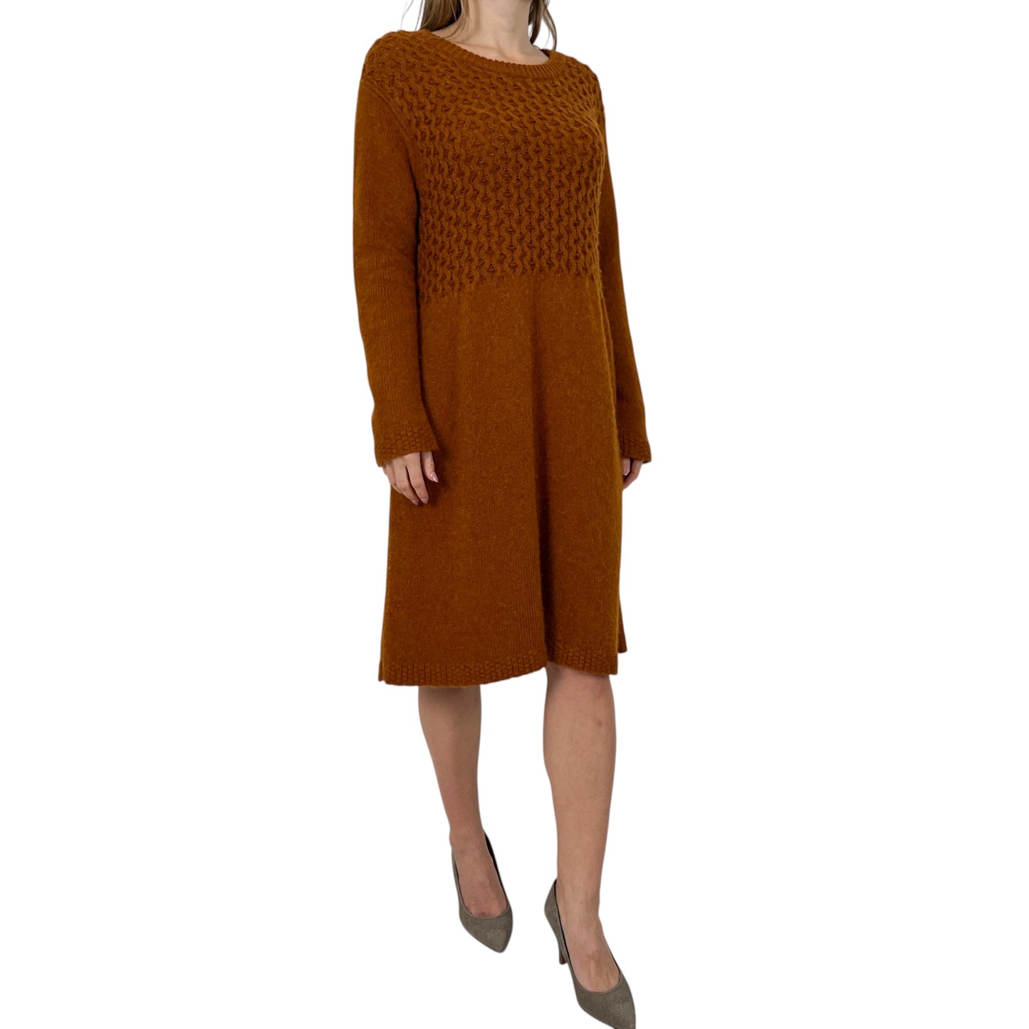 See By Chloé Cinnamon Brown Knit Wool-blend Jumper Dress L ~ AU12-14