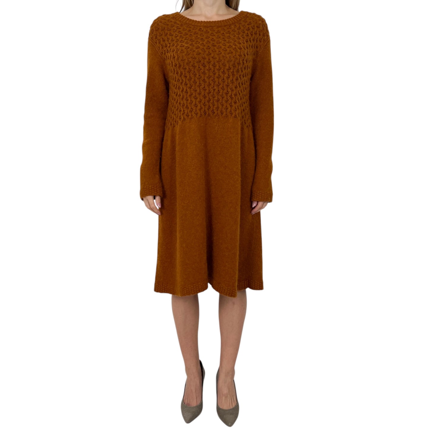 See By Chloé Cinnamon Brown Knit Wool-blend Jumper Dress L ~ AU12-14
