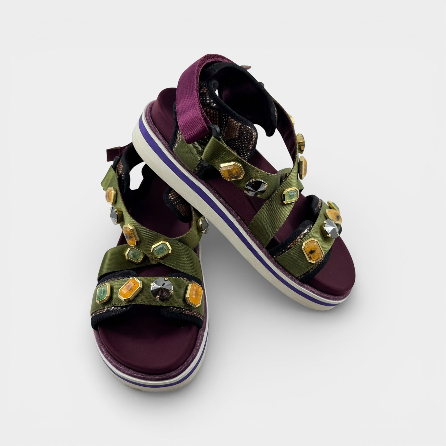 See By Chloe Green Jewelled Sport Sandals EU39 ~ AU8