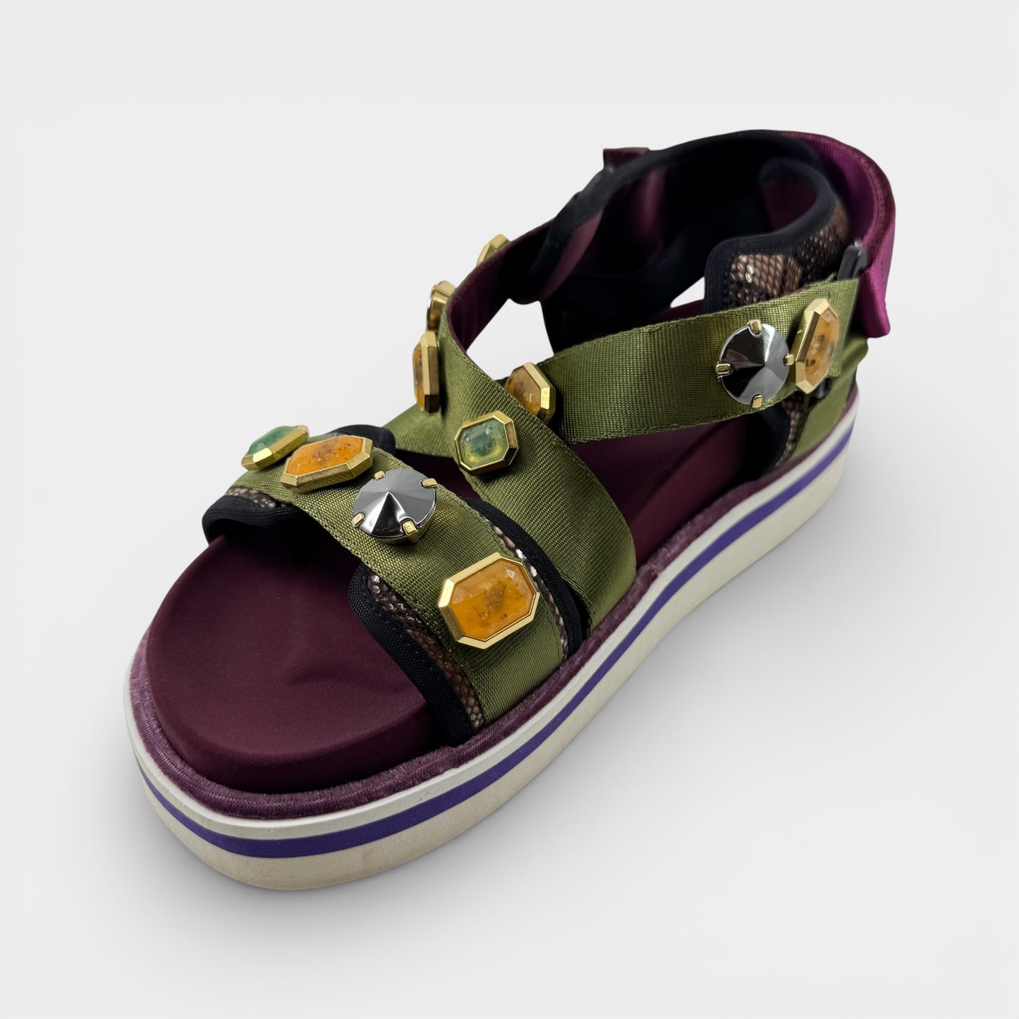 See By Chloe Green Jewelled Sport Sandals EU39 ~ AU8