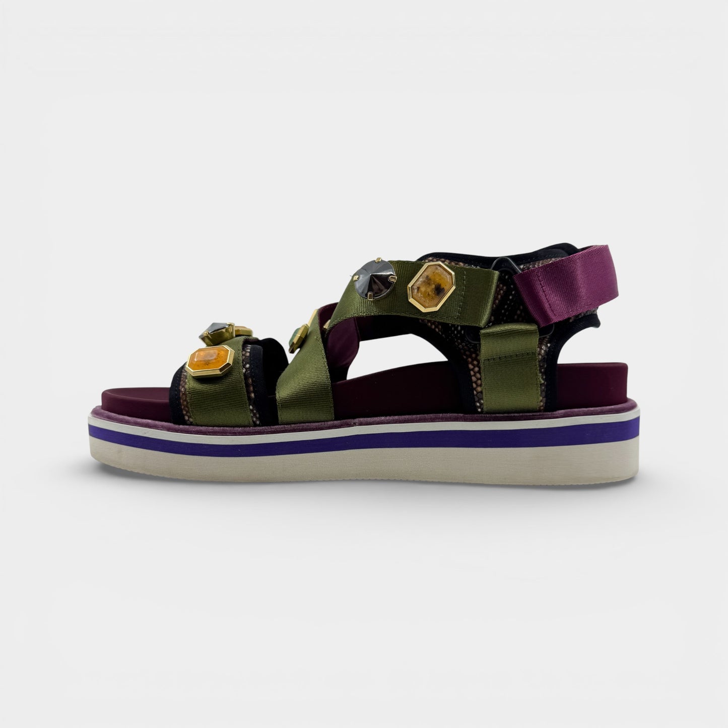 See By Chloe Green Jewelled Sport Sandals EU39 ~ AU8