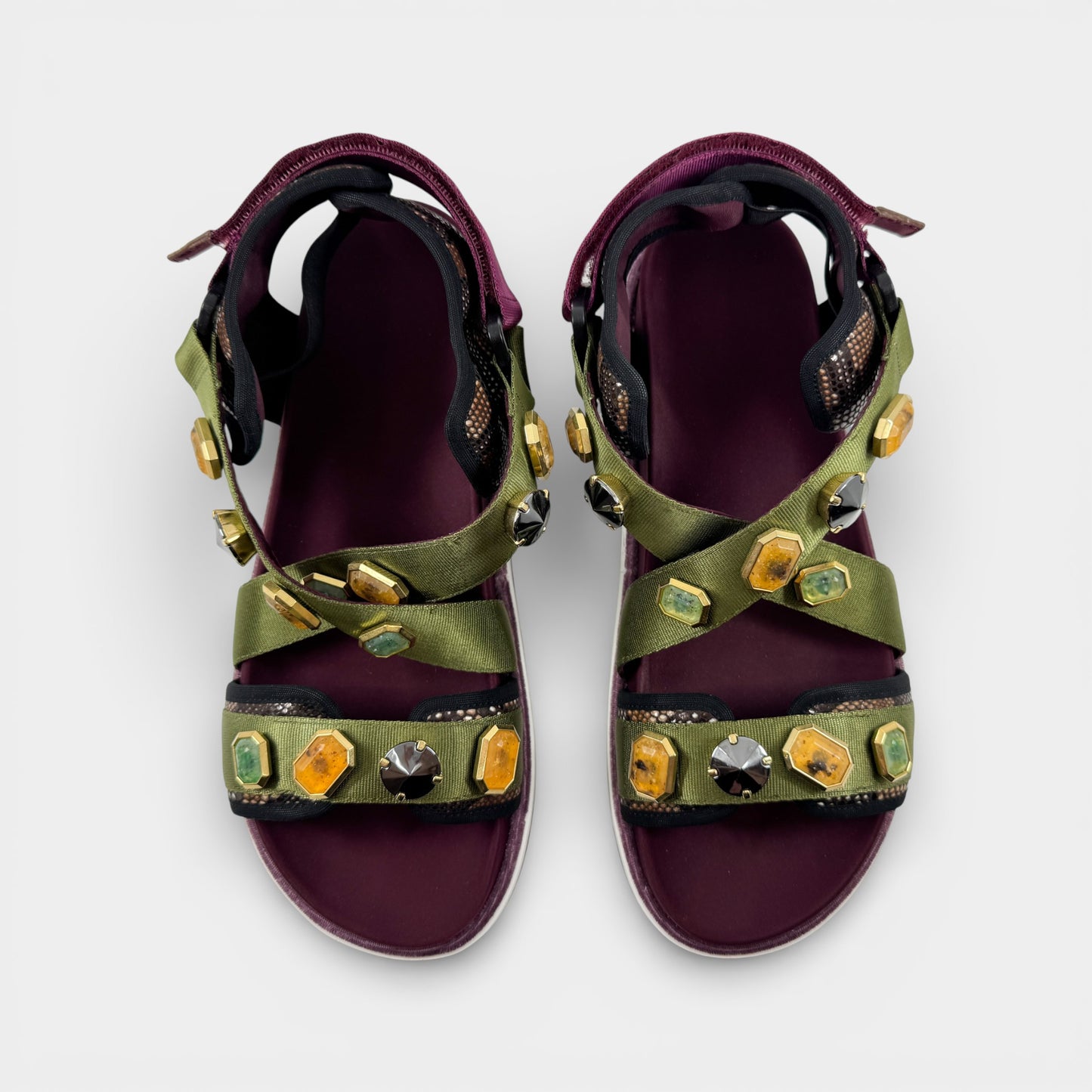 See By Chloe Green Jewelled Sport Sandals EU39 ~ AU8