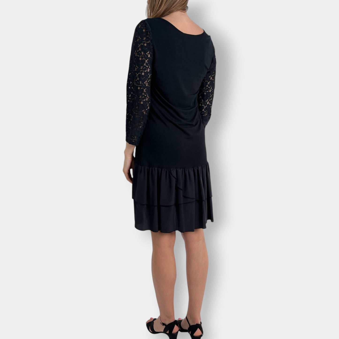 See by Chloé Black Lace & Silk Patch Shift Dress AU12 ~ US8 ~ Medium