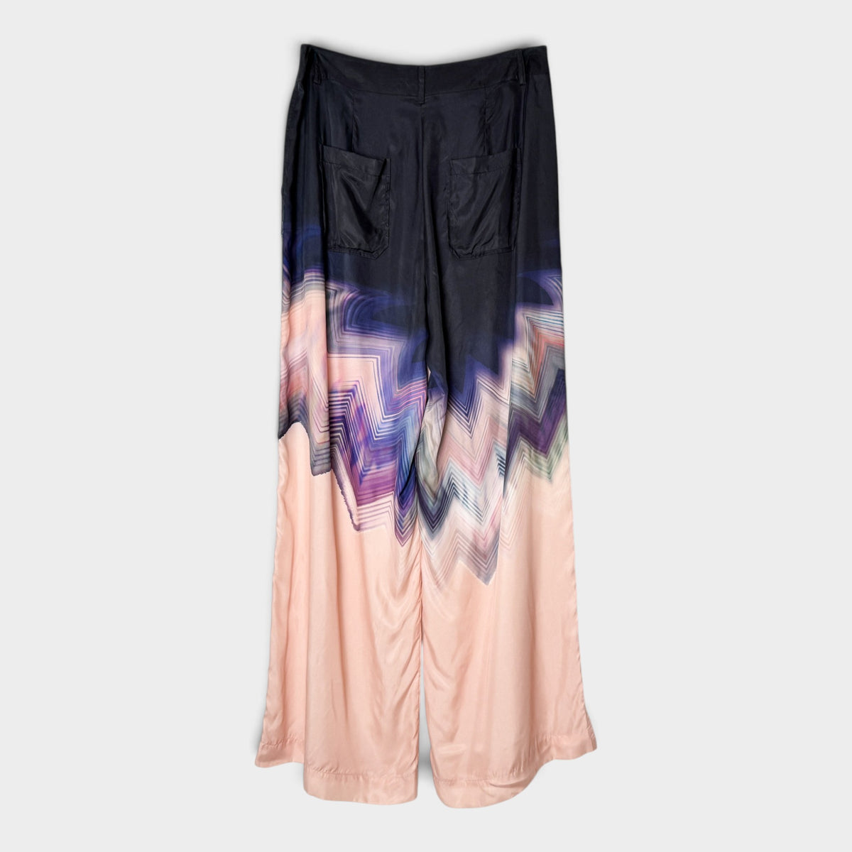 POL Black Purple Armada Cupro Viscose Wide Leg Pants AU16