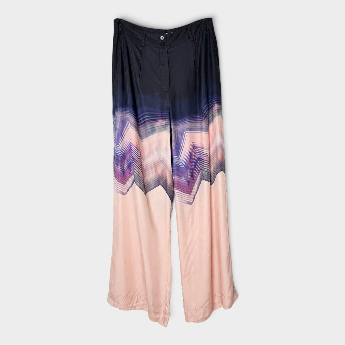 POL Black Purple Armada Cupro Viscose Wide Leg Pants AU12