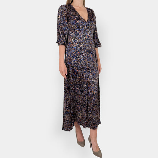 Scanlan Theodore Multicoloured Silk Satin Animal Spot Dress AU6 ~ Small
