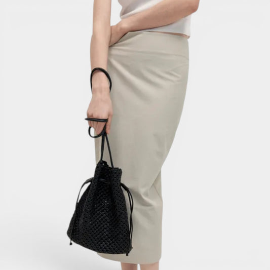 St. Agni Black Woven Leather Macrame Knot Bag