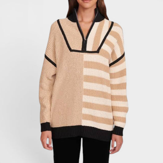 Staud Beige Brown Cotton Mix Hampton Jumper Large