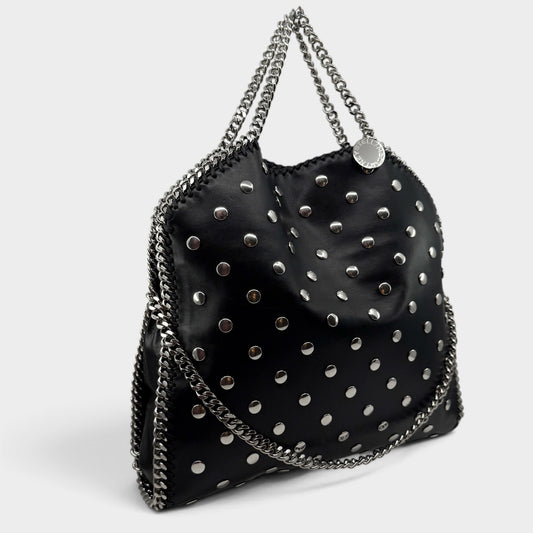 Stella McCartney Black Studded Falabella Fold Over Shoulder Tote Bag