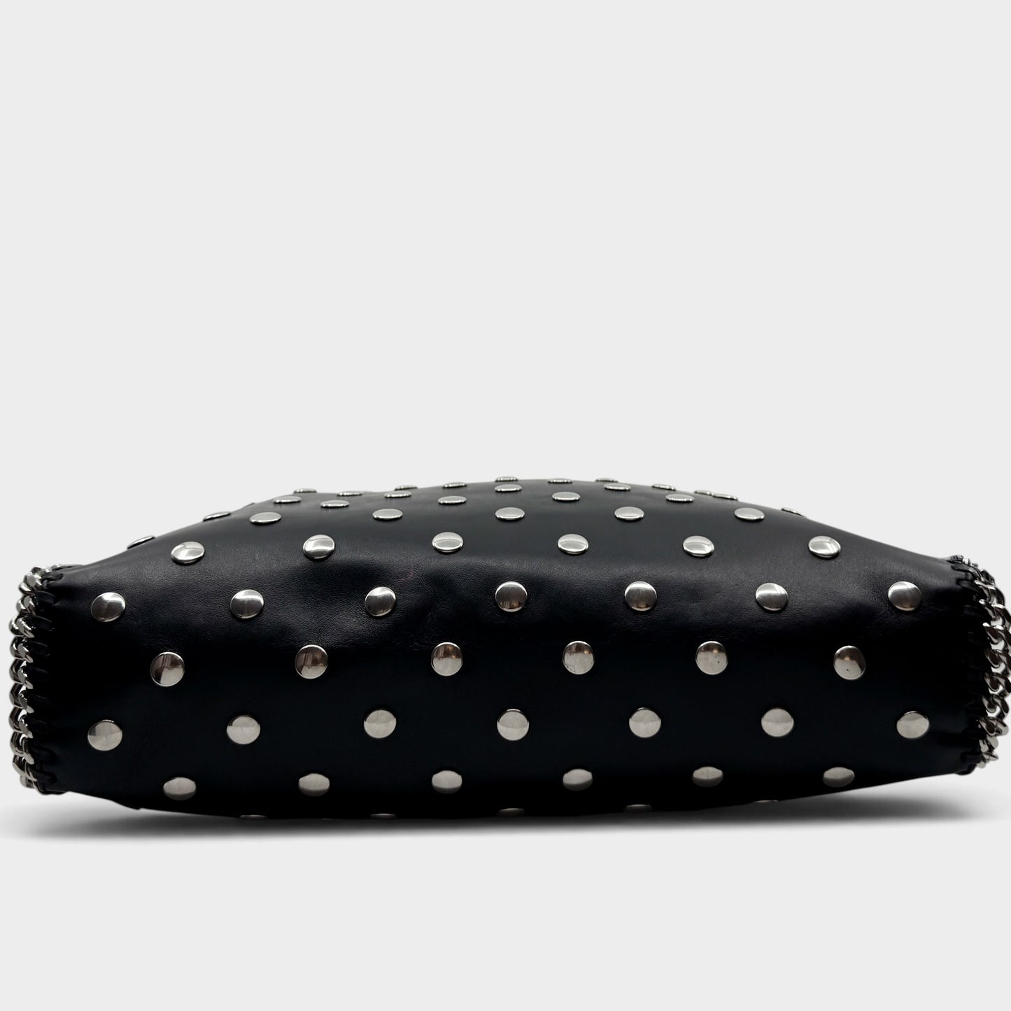 Stella McCartney Black Studded Falabella Fold Over Shoulder Tote Bag