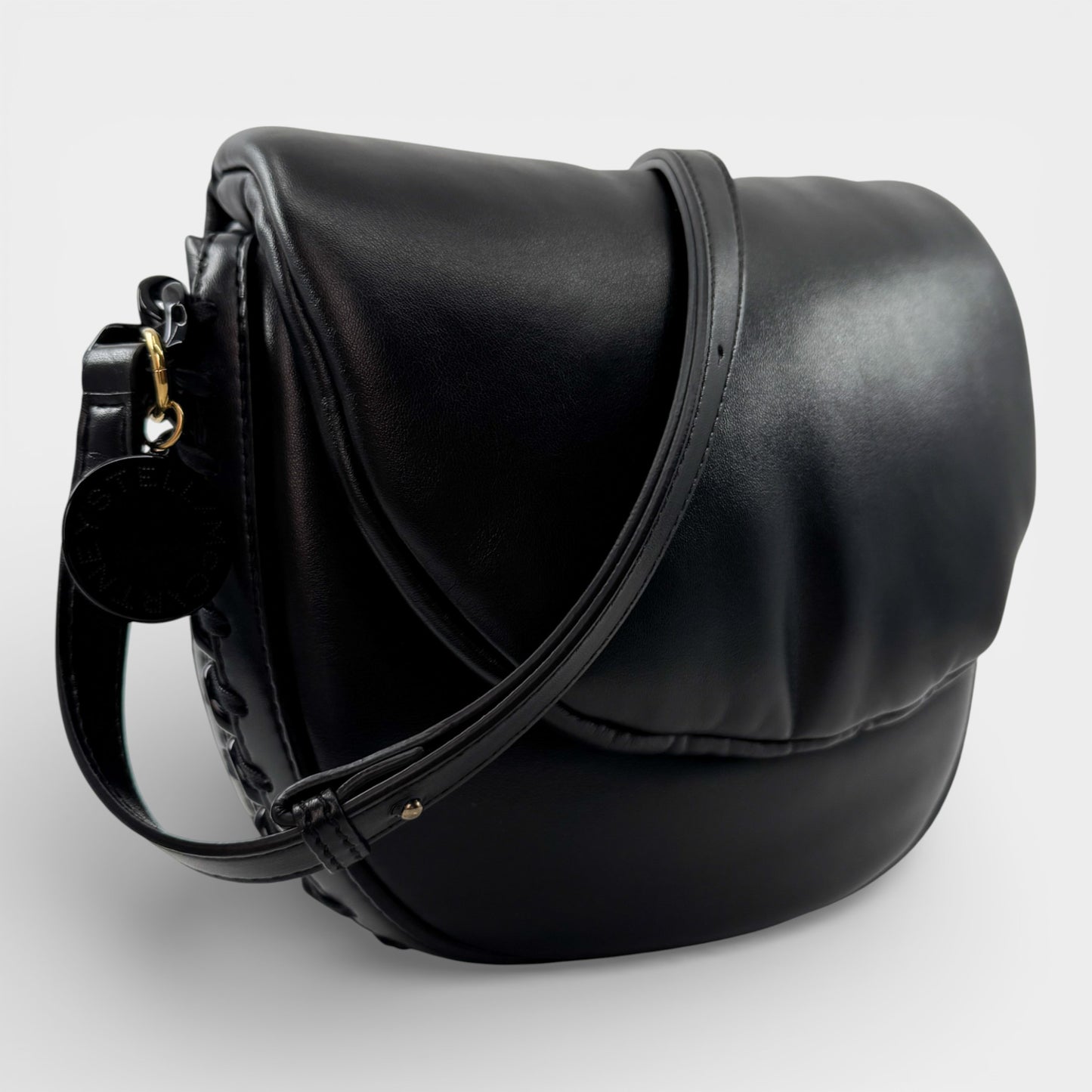 Stella McCartney Black Frayme Padded Shoulder Bag Medium