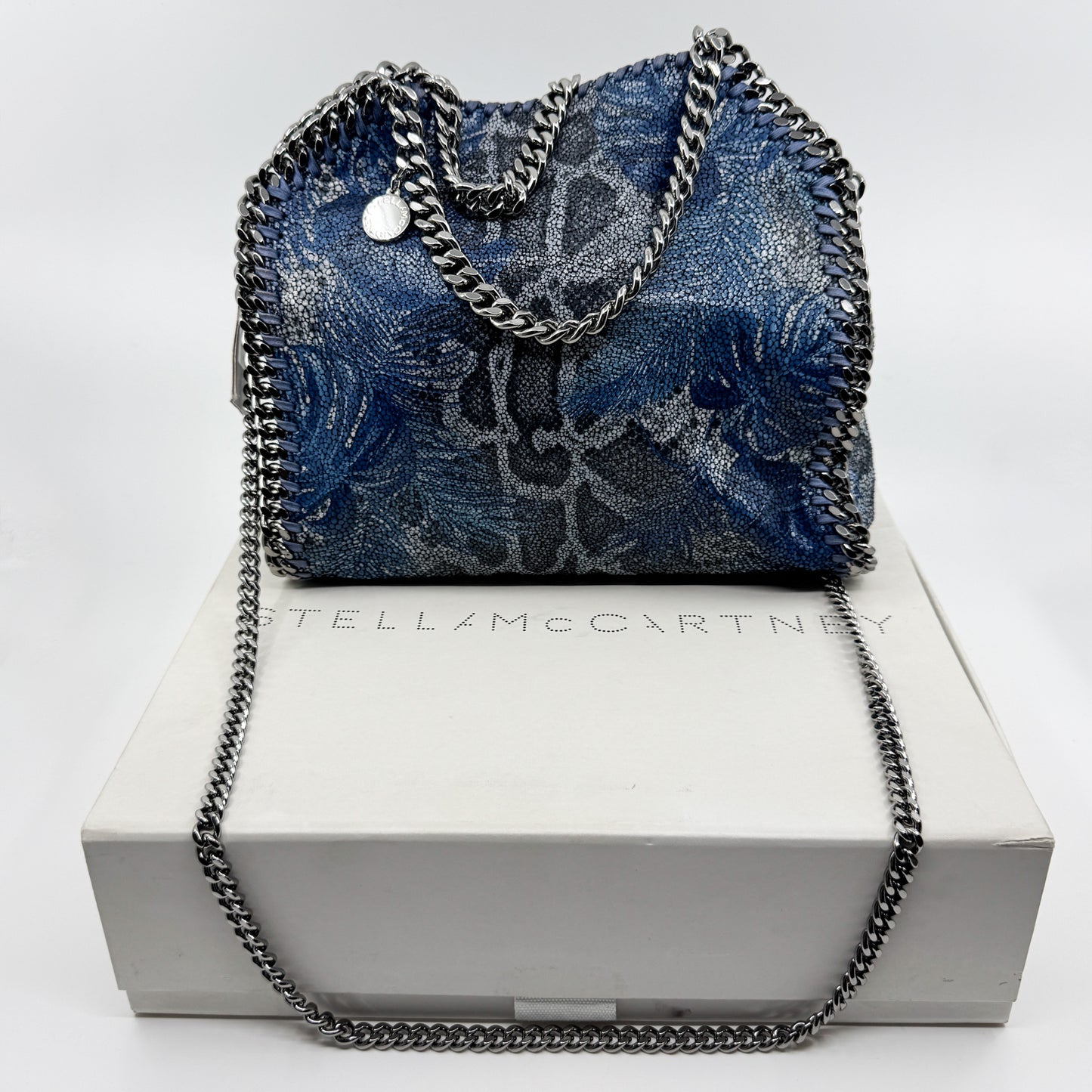 Stella McCartney Blue Snake & Jungle Print Falabella Mini Shoulder Bag