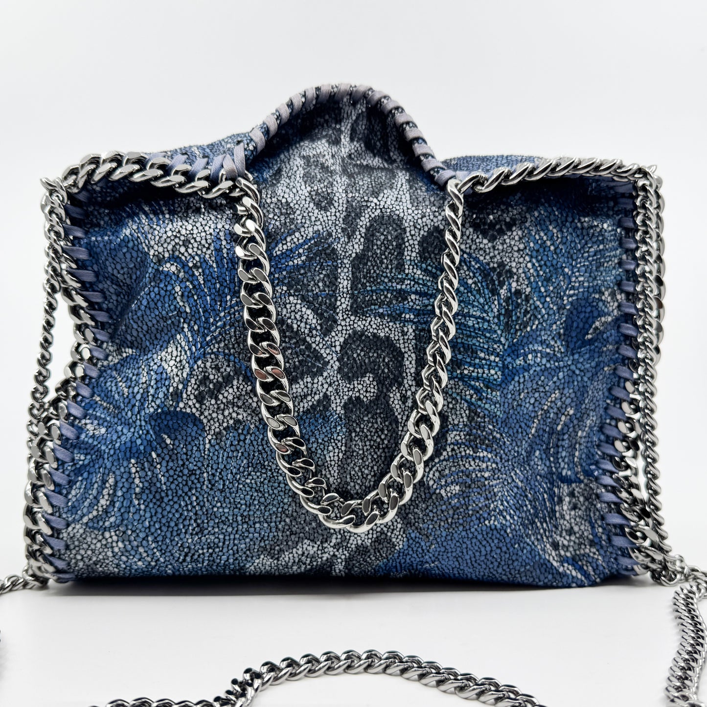 Stella McCartney Blue Snake & Jungle Print Falabella Mini Shoulder Bag