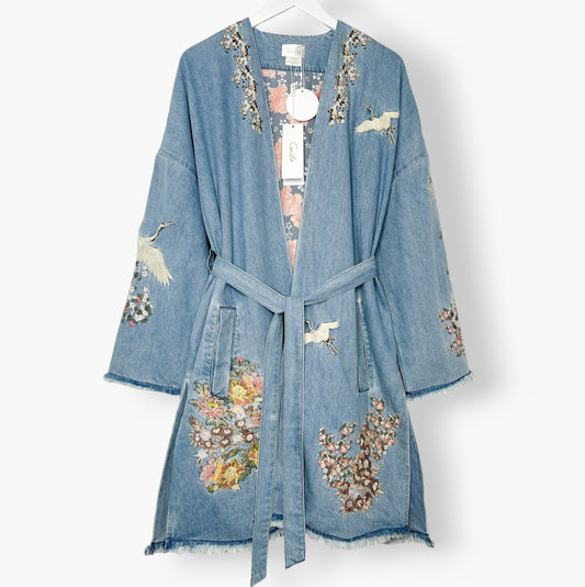 Camilla 'The Still Abyss' Denim Coat with Splits Large ~ AU14 [NEW]