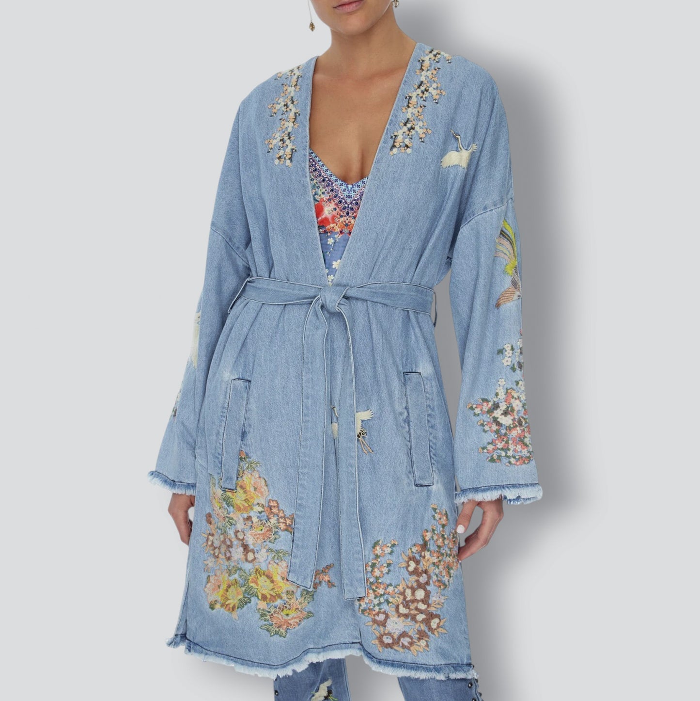 Camilla 'The Still Abyss' Denim Coat with Splits Large ~ AU14 [NEW]