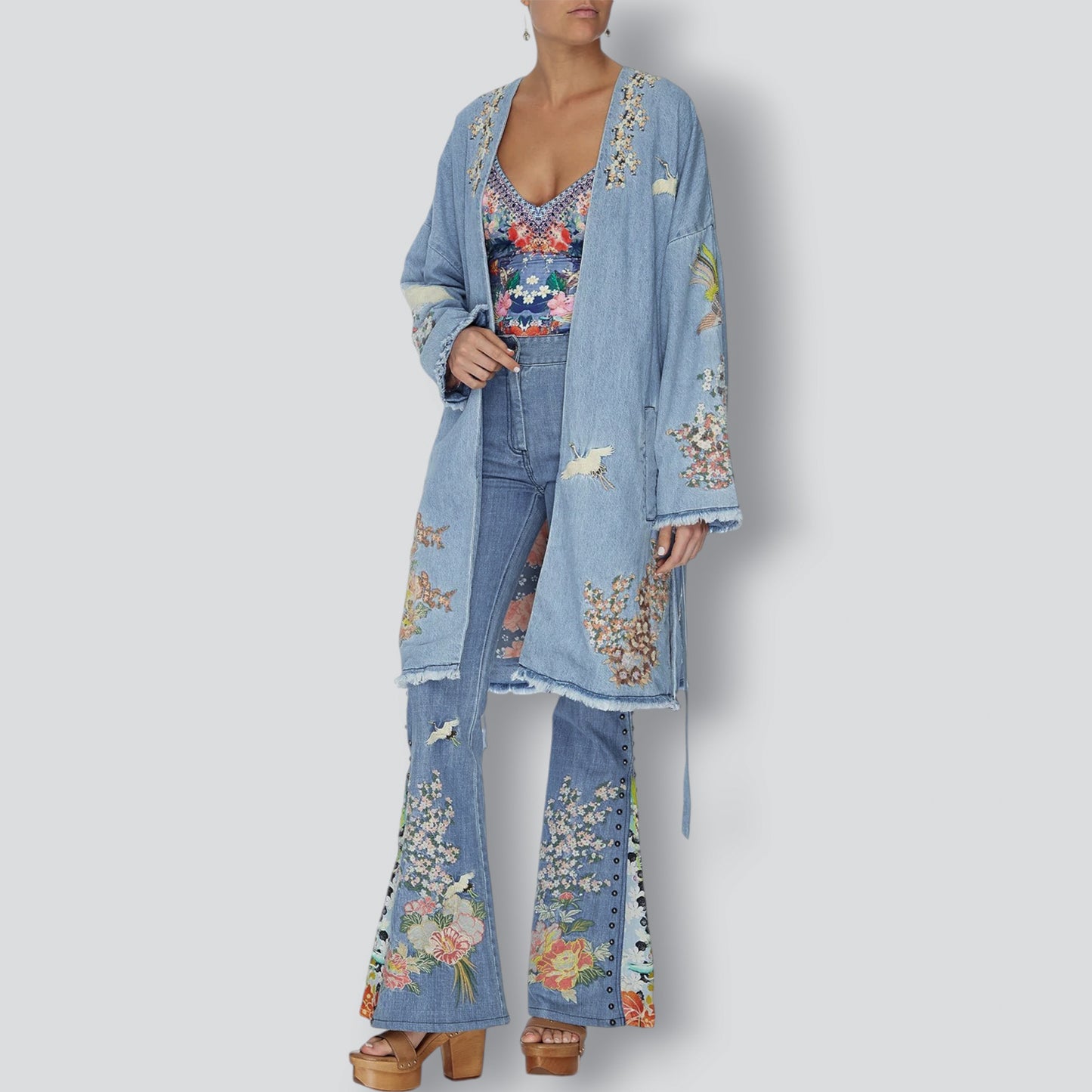 Camilla 'The Still Abyss' Denim Coat with Splits Large ~ AU14 [NEW]