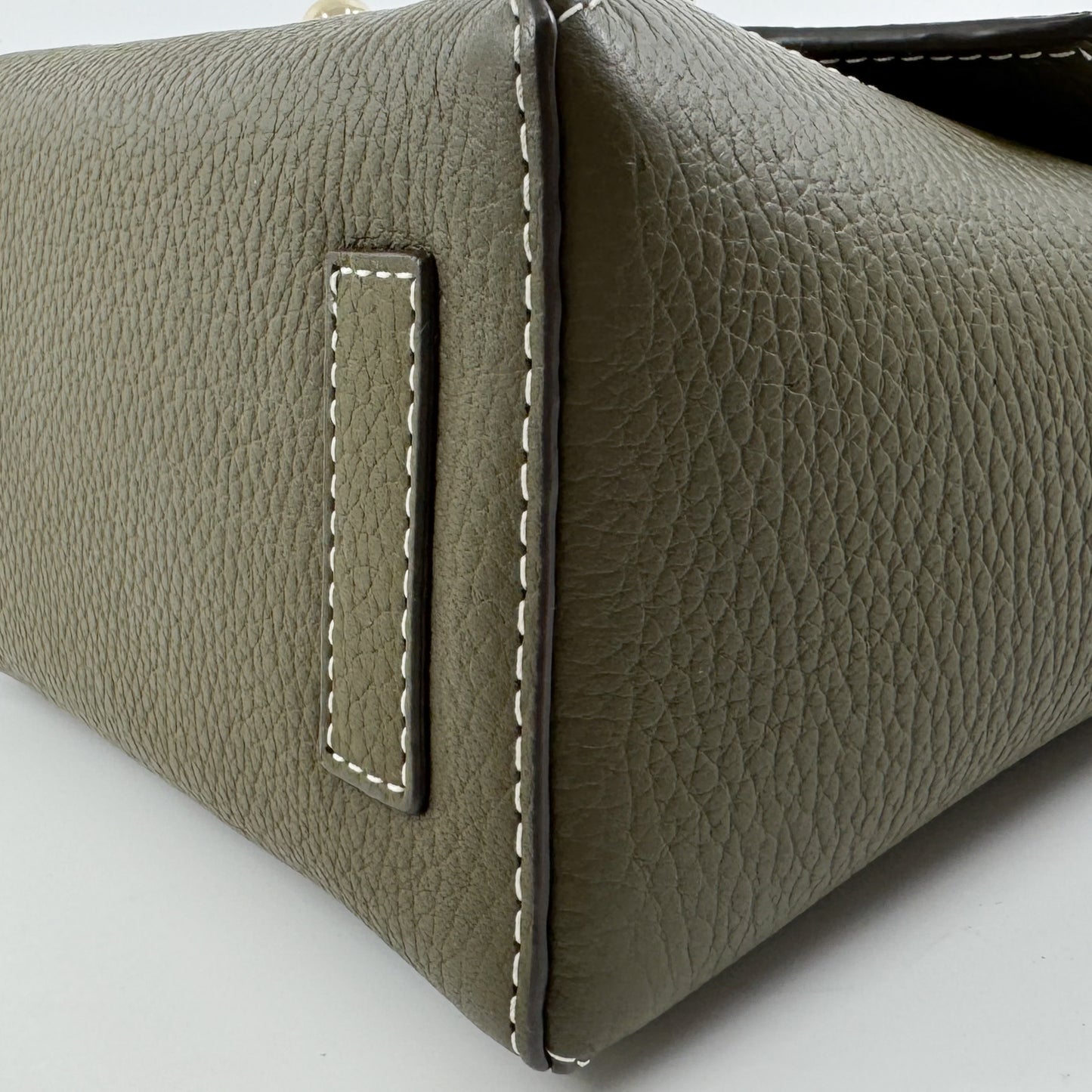 Strathberry Khaki Green Leather Mosaic Nano Crossbody Bag