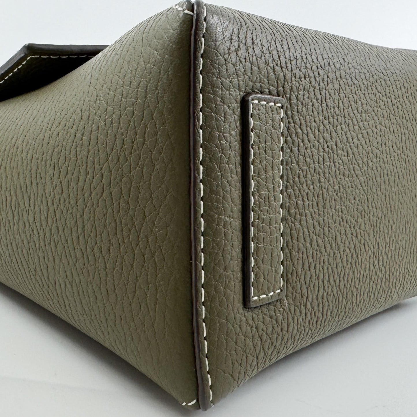 Strathberry Khaki Green Leather Mosaic Nano Crossbody Bag