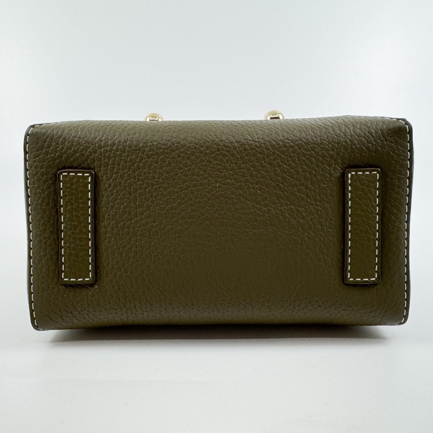 Strathberry Khaki Green Leather Mosaic Nano Crossbody Bag