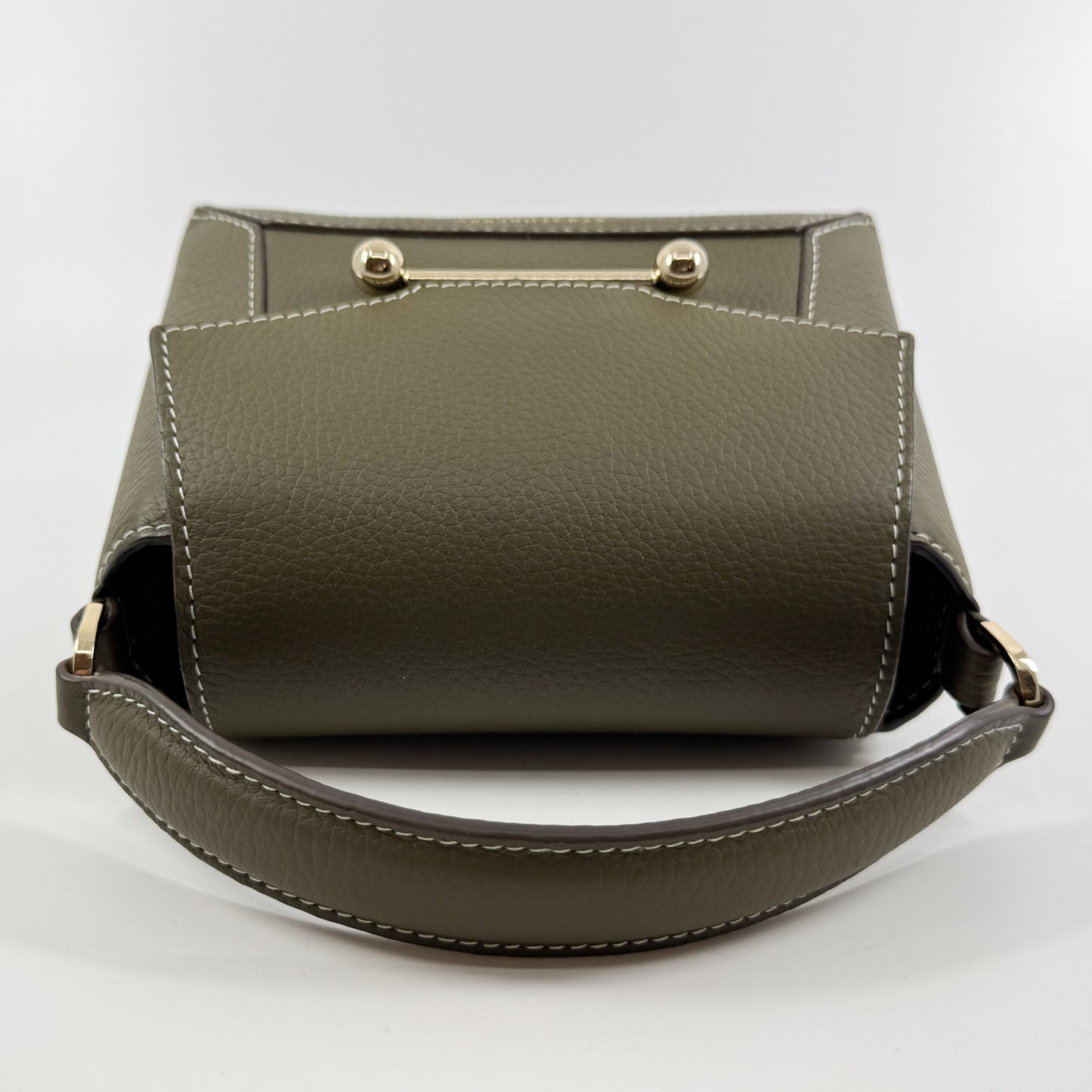 Strathberry Khaki Green Leather Mosaic Nano Crossbody Bag