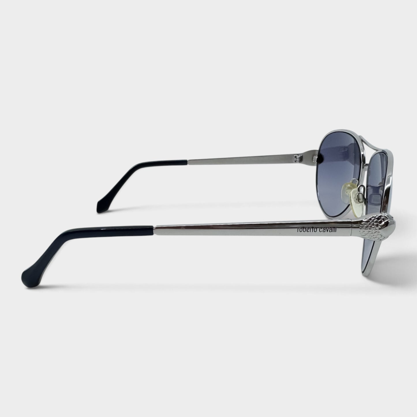 Roberto Cavalli Matar 884S Silver Blue Aviator Sunglasses