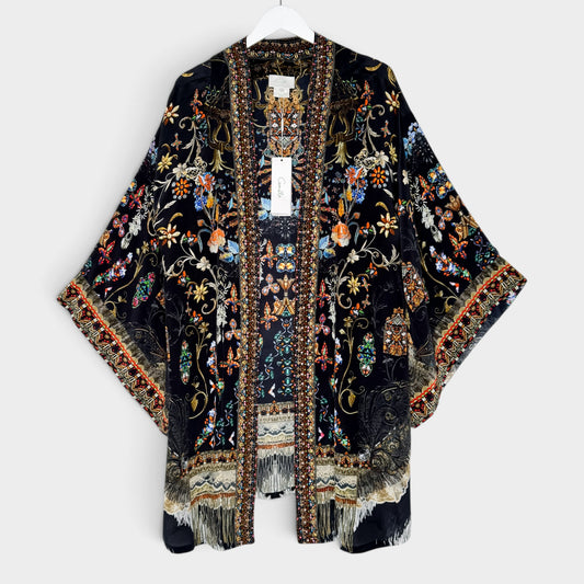 Camilla Night Garden Silk Floral Kimono Jacket Medium ~ AU12-14 [NEW]