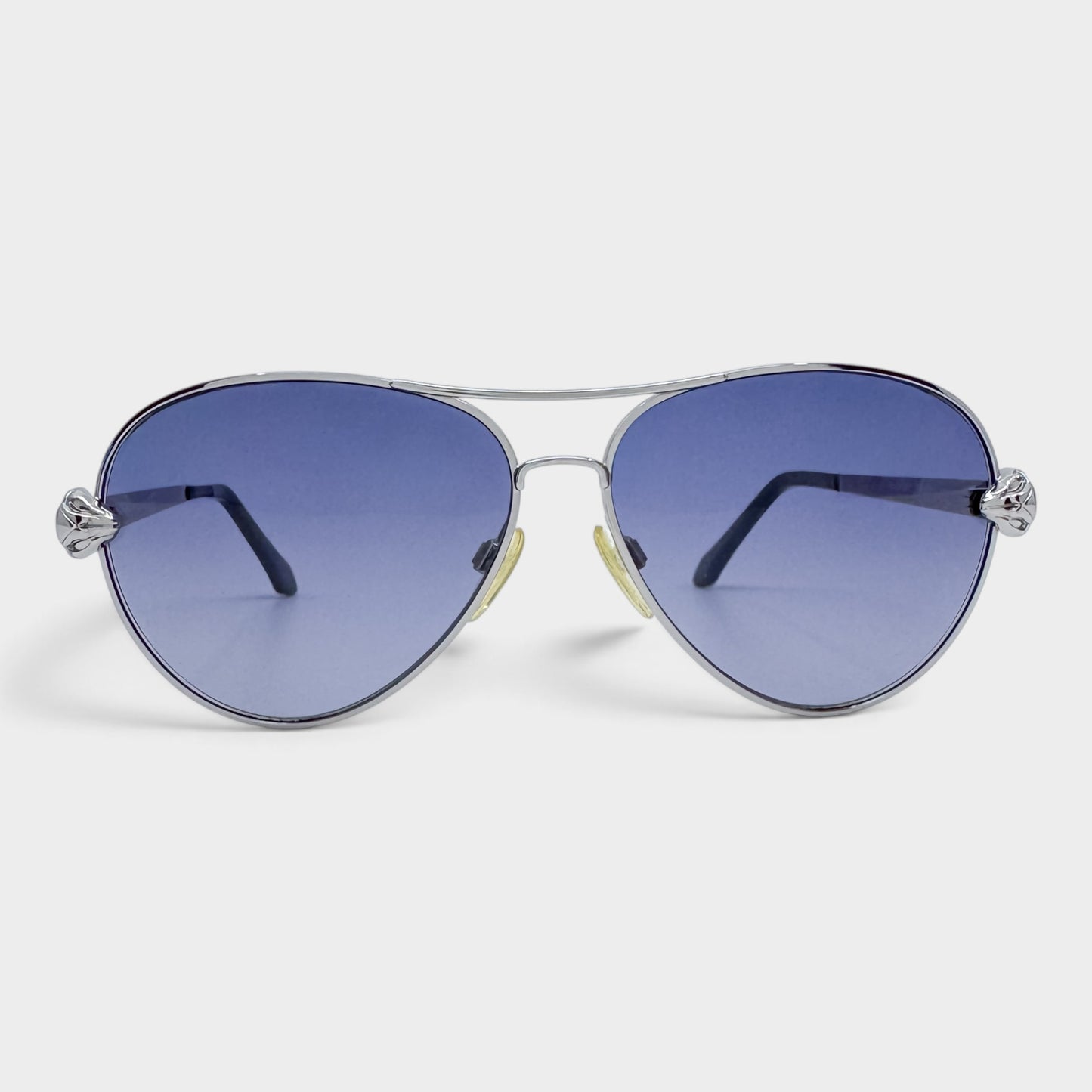 Roberto Cavalli Matar 884S Silver Blue Aviator Sunglasses