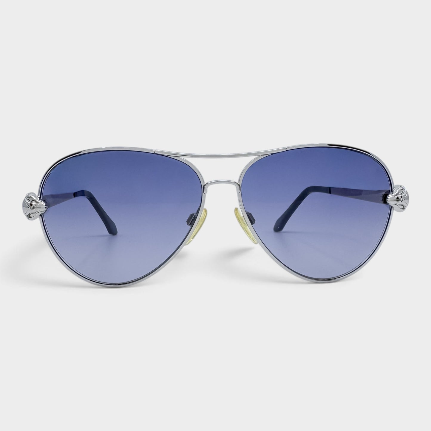 Roberto Cavalli Matar 884S Silver Blue Aviator Sunglasses