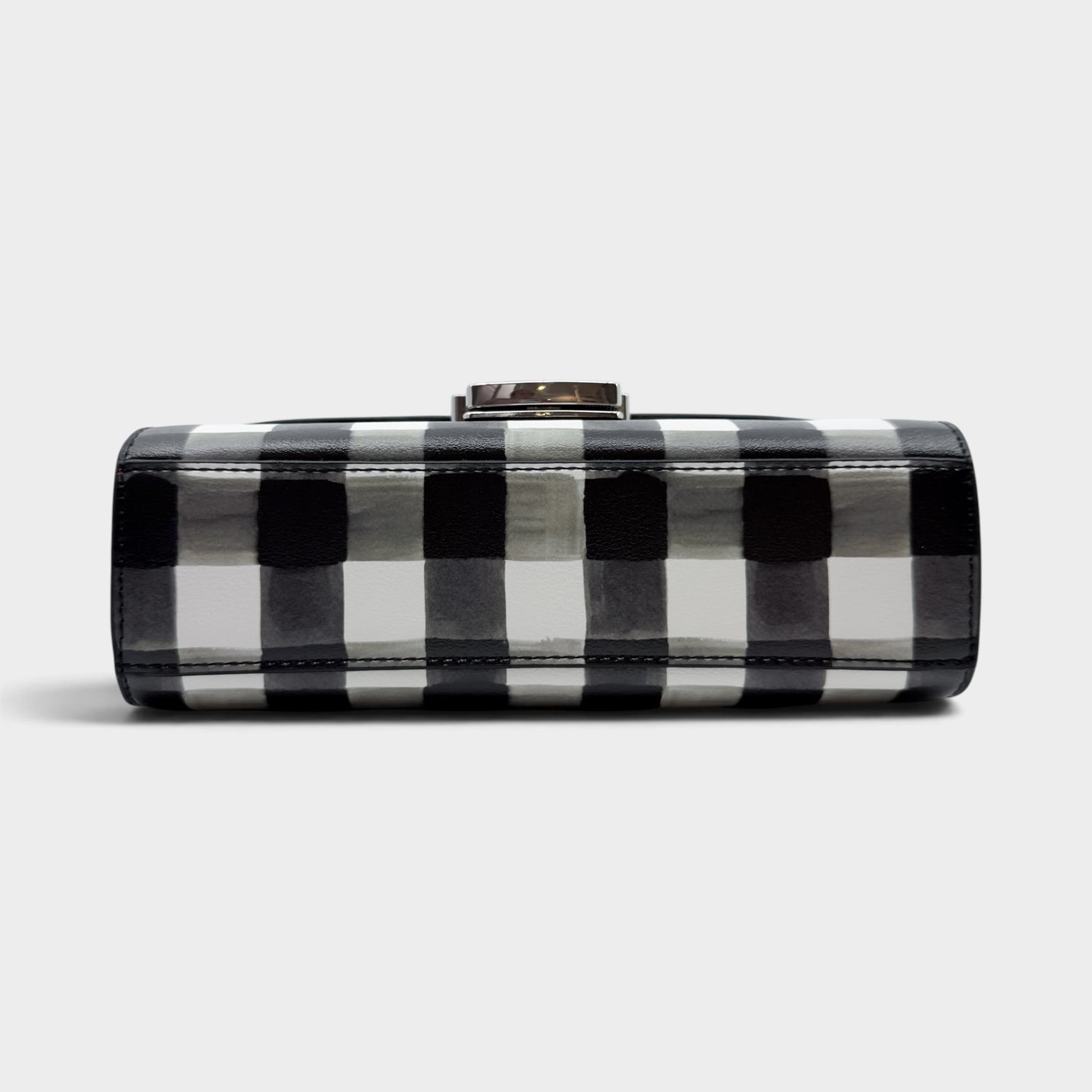 MSGM Black White Check Faux Leather Crossbody Bag