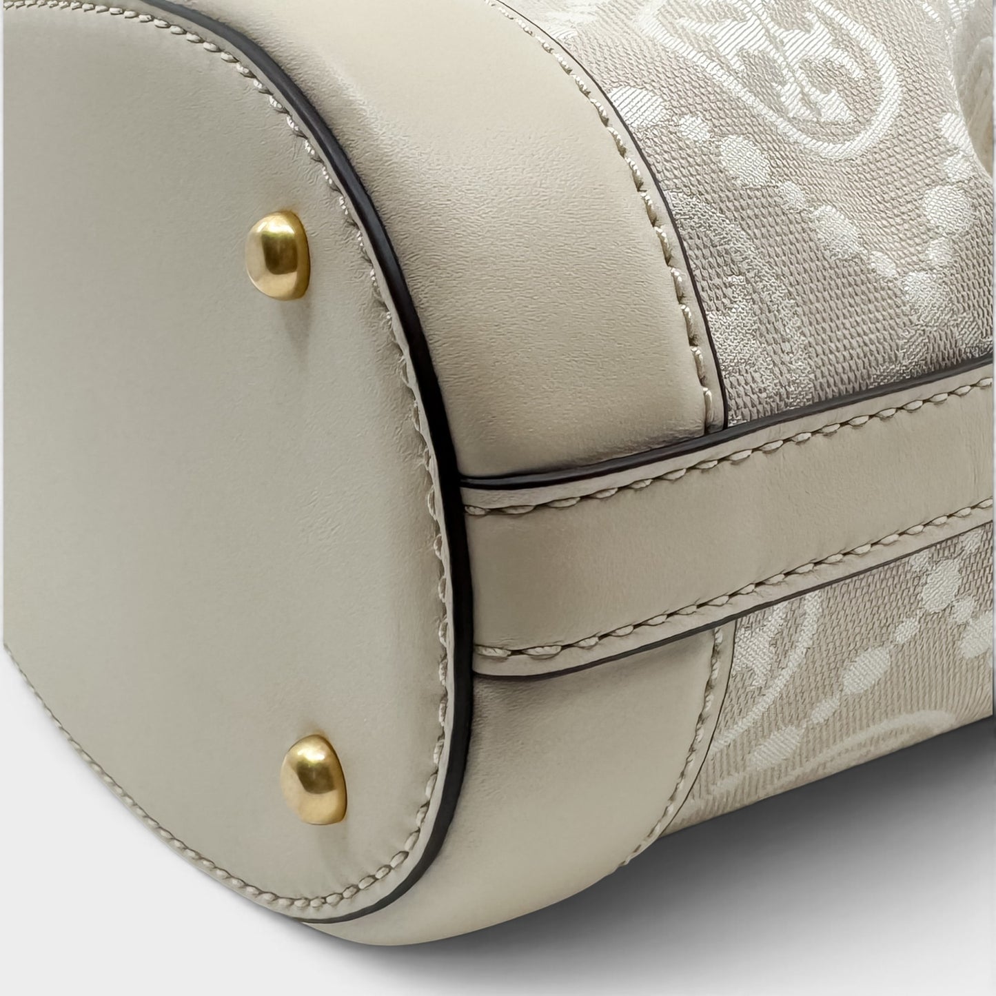 Tory Burch T Cream Leather Beige Jacquard Drawstring Bucket Bag