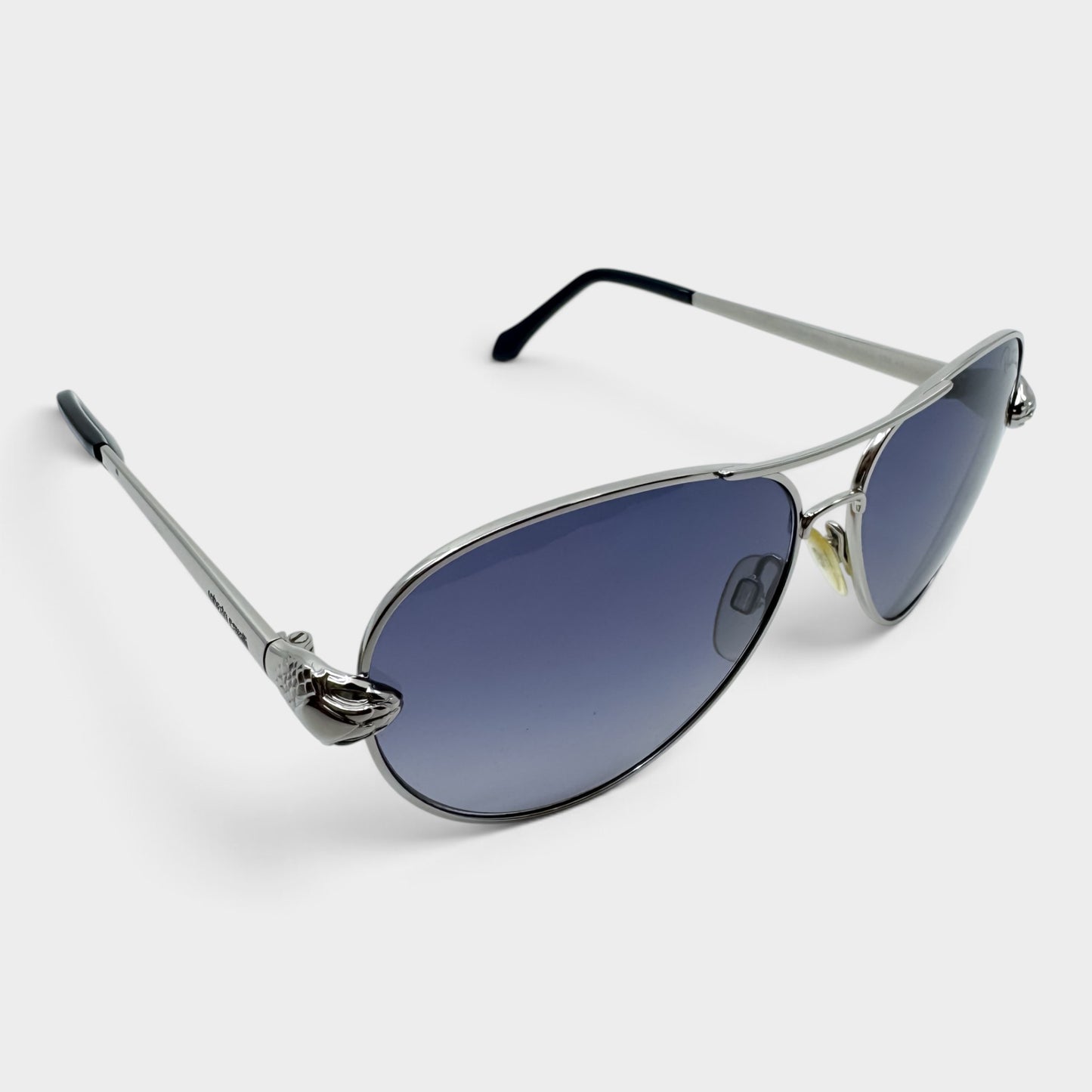 Roberto Cavalli Matar 884S Silver Blue Aviator Sunglasses