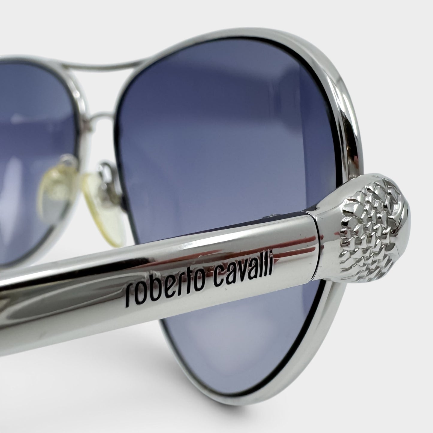 Roberto Cavalli Matar 884S Silver Blue Aviator Sunglasses