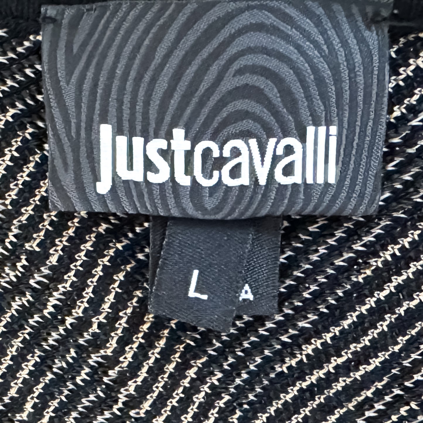 Just Cavalli Black Bronze Jacquard Fit Flare Dress Large ~ AU10